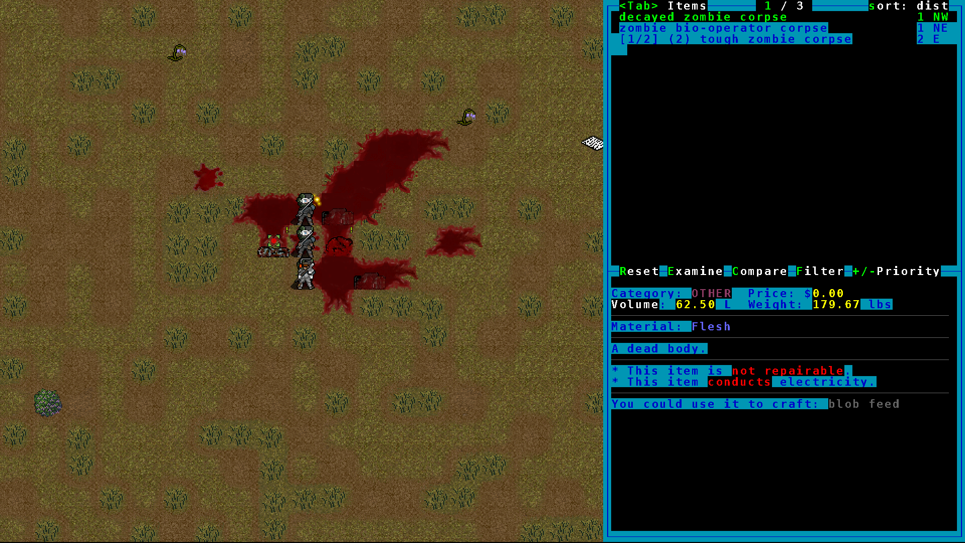 freshly pulped zombie corpses