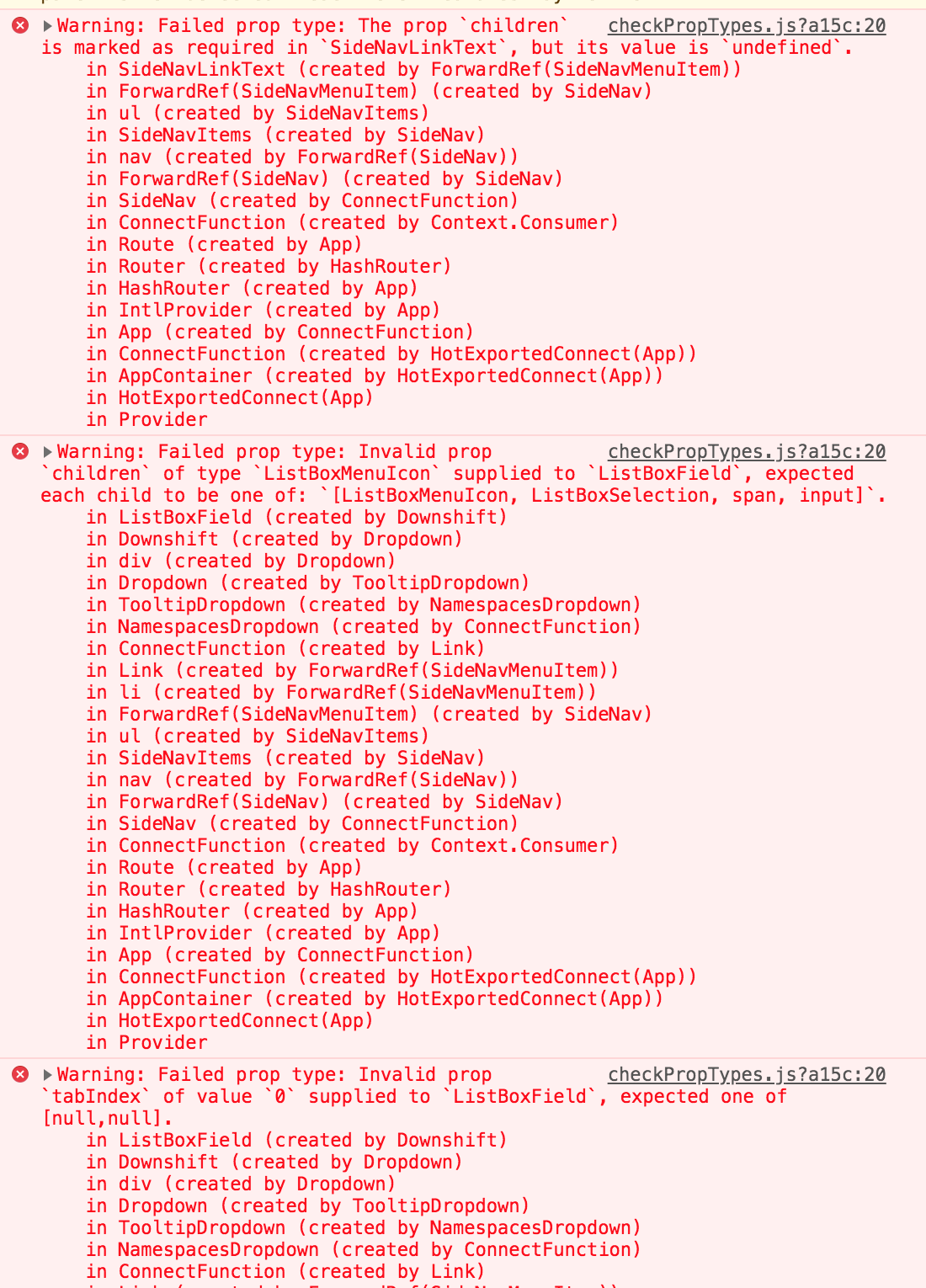 Investigate and resolve PropTypes warnings in dev mode · Issue #503 ...
