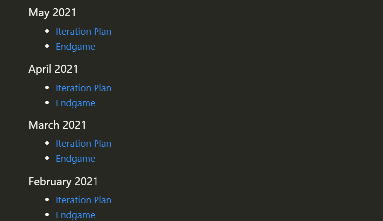 May 2021 iteration plan links added in wiki by sathishk2030 · Pull ...