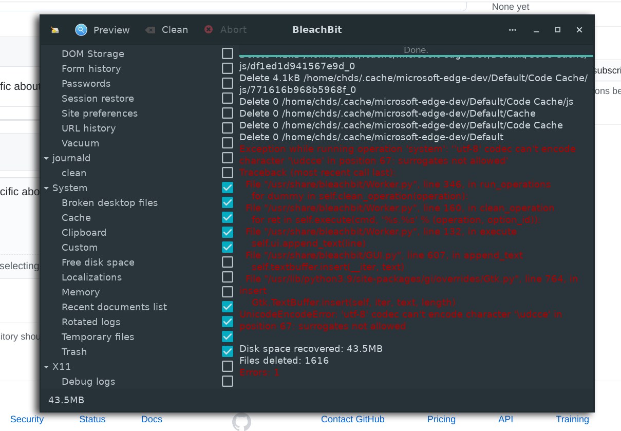 Some sections of Bleachit doesn't function · Issue 1196 · bleachbit