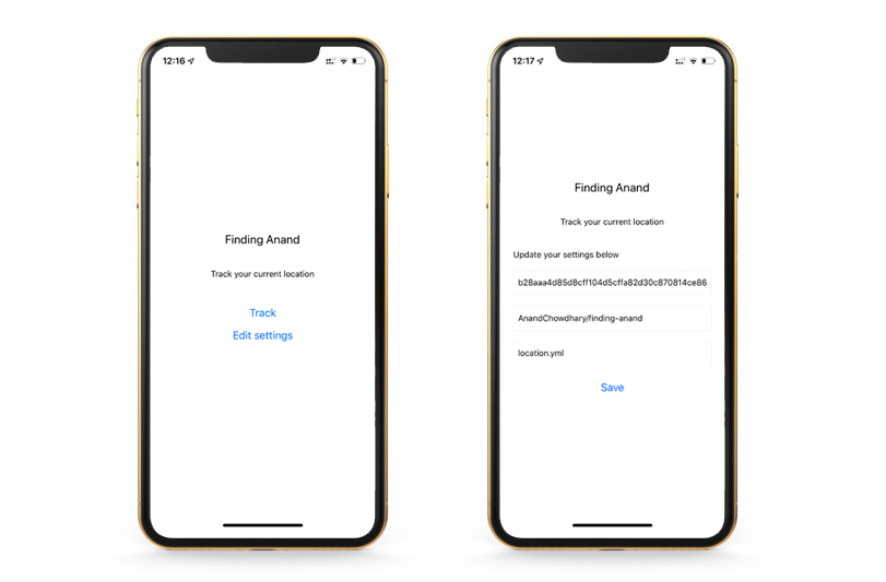 Screenshots of the Tracking Anand app