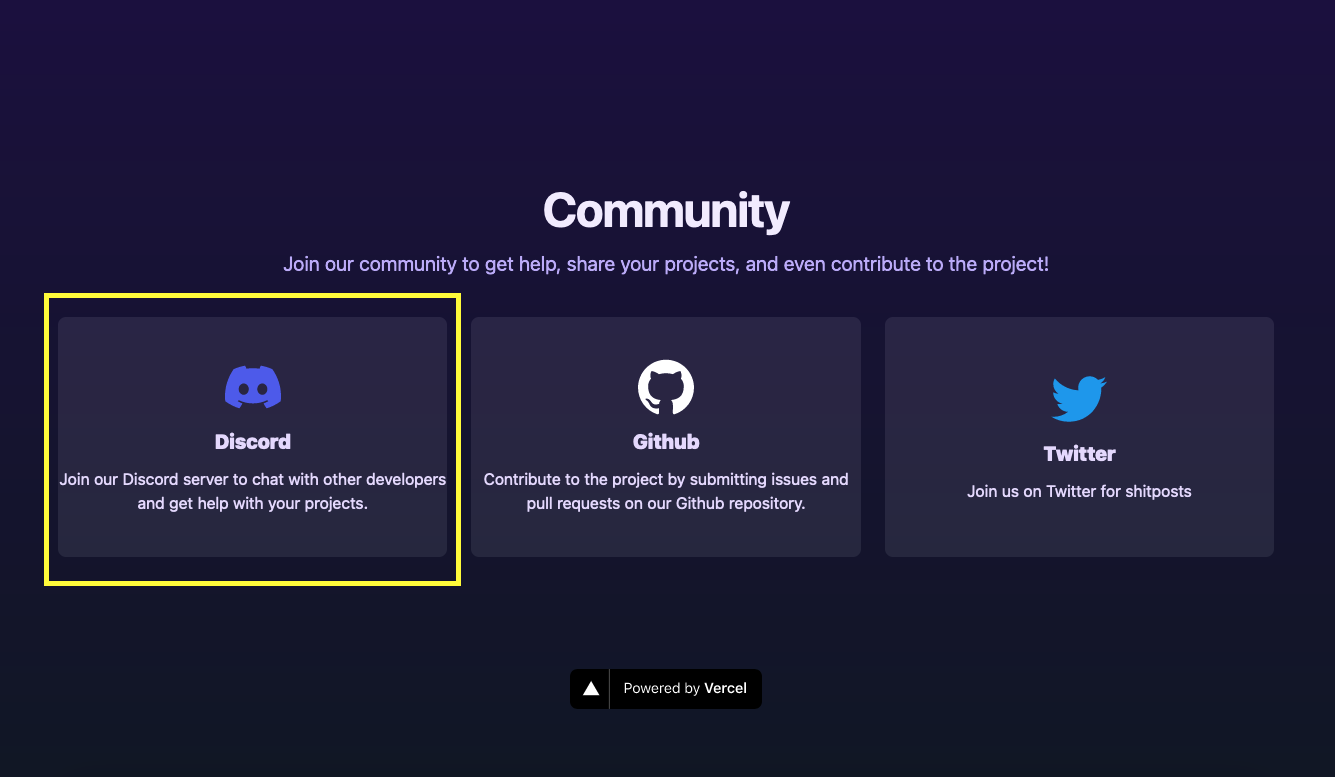 Community section screenshot