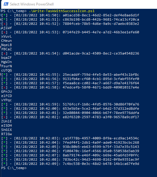 Example of a PowerShell function that will write text the screen and ...