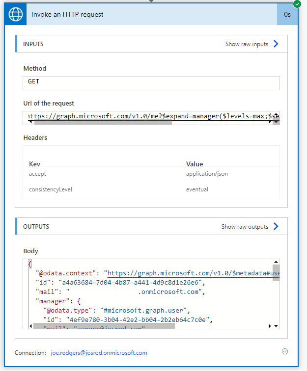 Graph API call to pull the current user's full manager hierarchy · GitHub