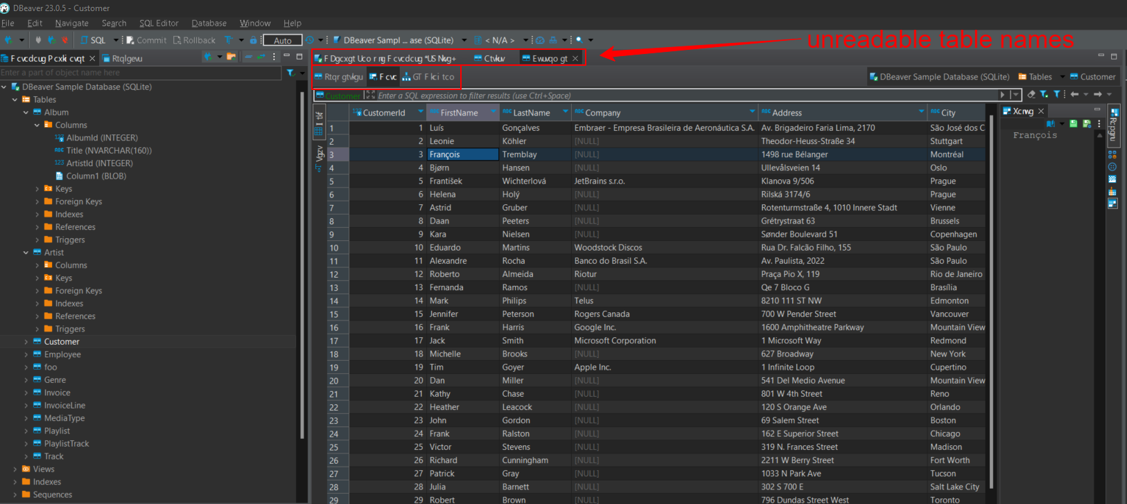 Unrecognizable table names · Issue 20123 · dbeaver/dbeaver · GitHub