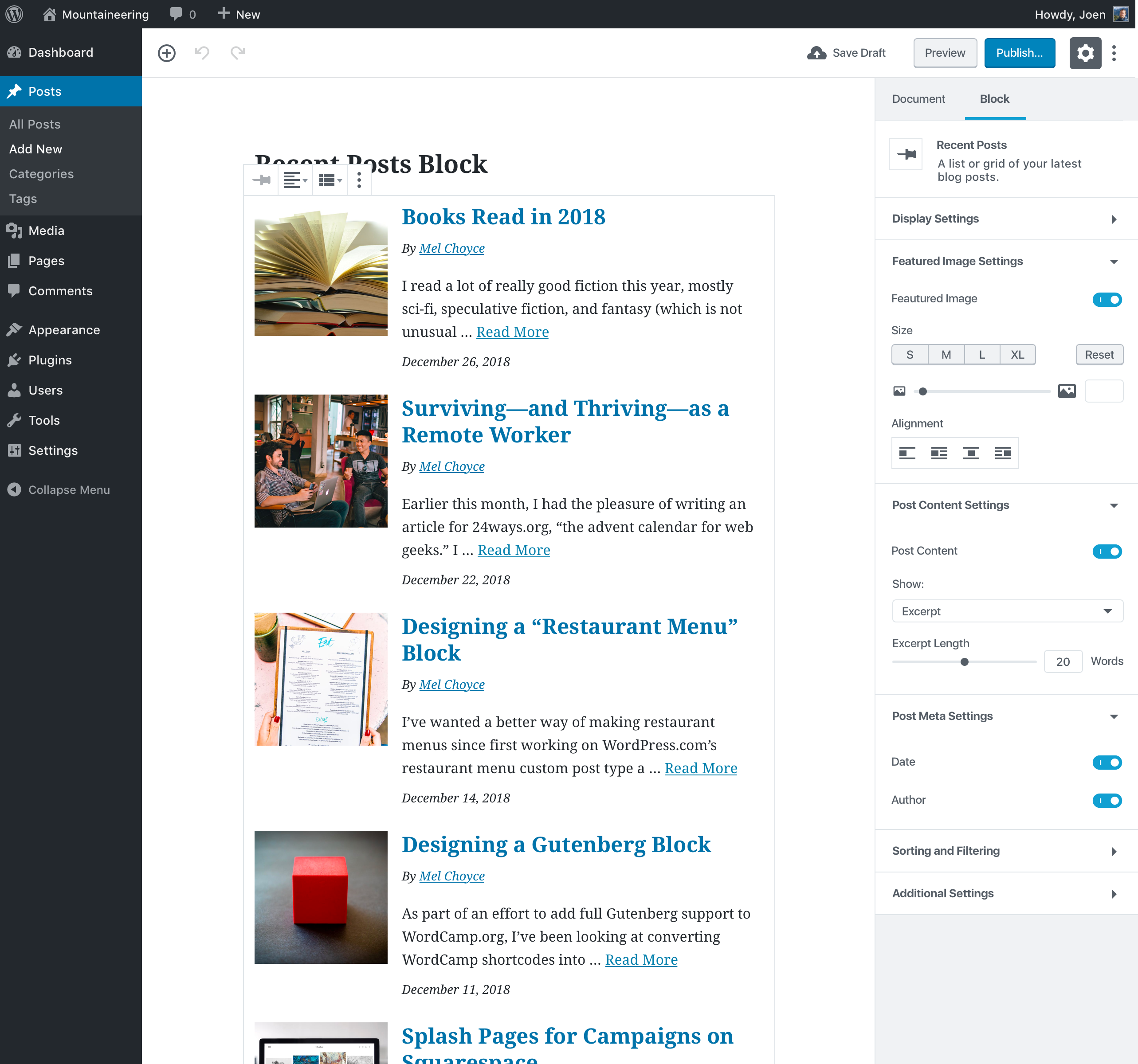 WordPress Block Editor - Latest Posts Block 