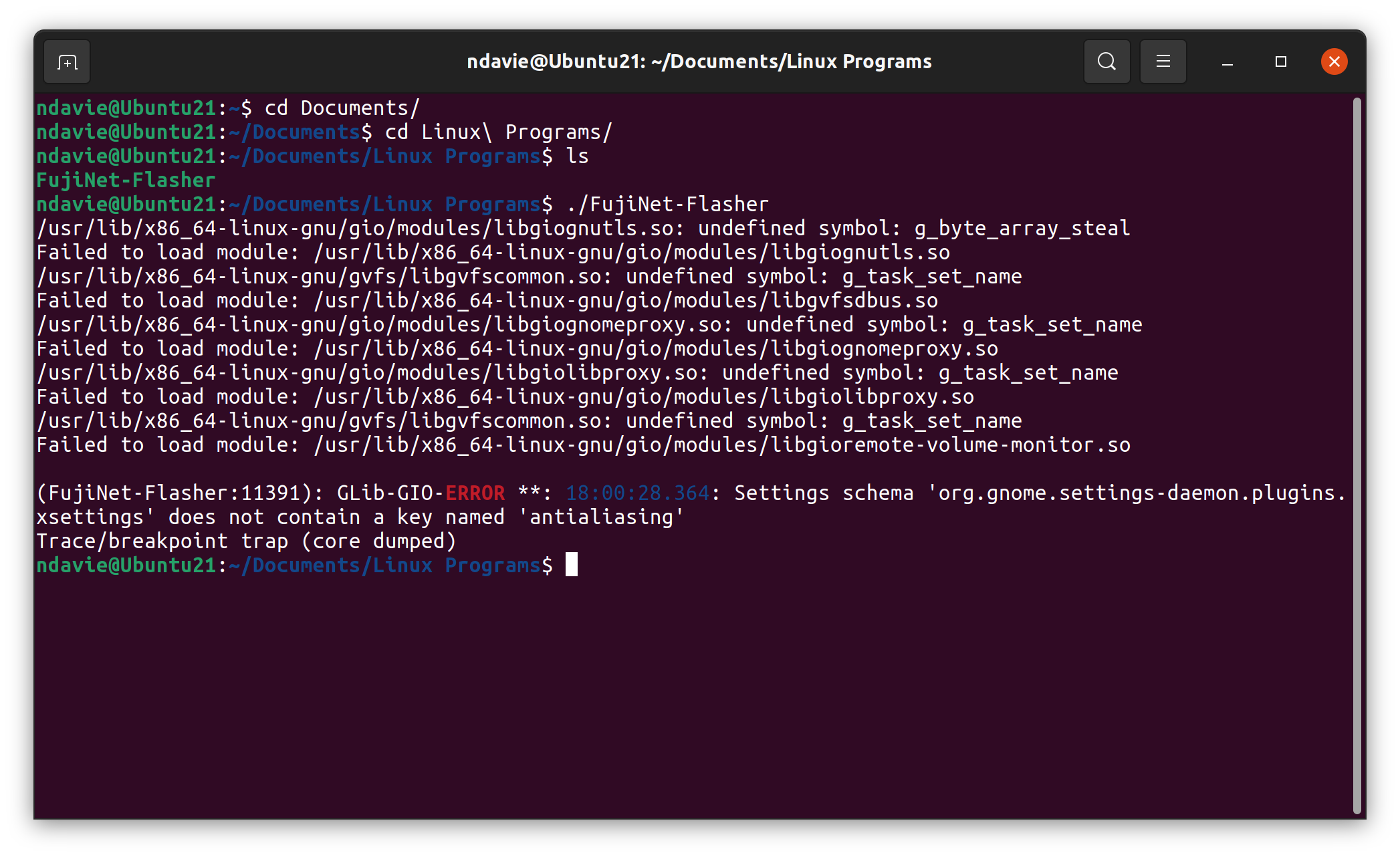 Fresh install Ubuntu 21.10 - Flasher fails to run. · Issue #2 ...