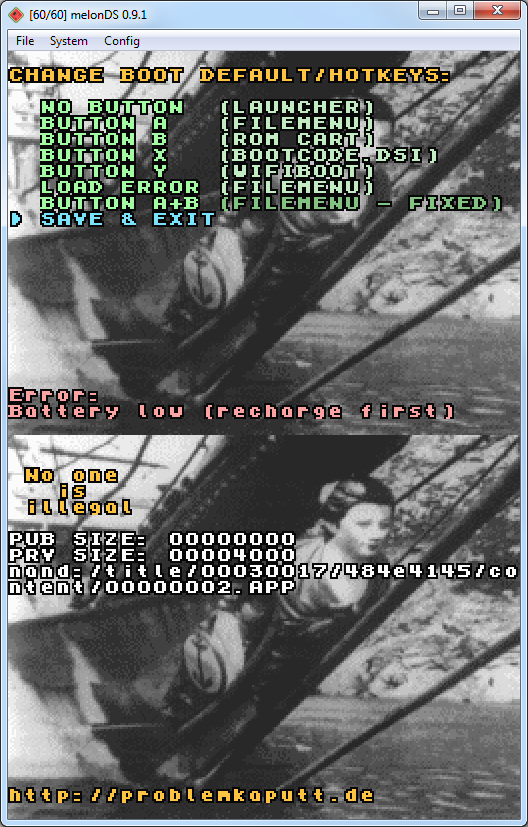 Unlaunch complains about low battery and refuses to save settings