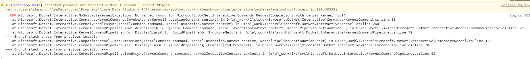 "No kernel found" errors for .NET Interactive kernel completions ...