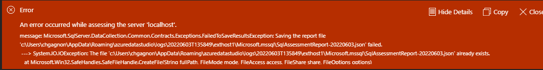 SQL Migration - Error running assessment multiple times · Issue #19617 ...