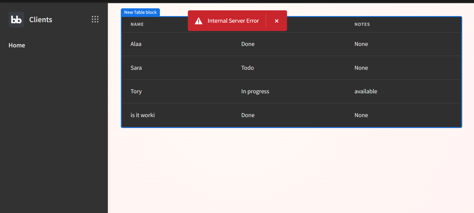 Internal Server error when trying to link to an external Data source ...