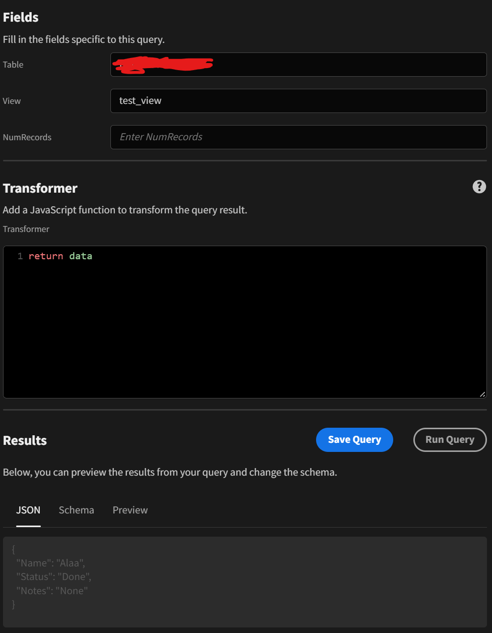 Internal Server error when trying to link to an external Data source ...