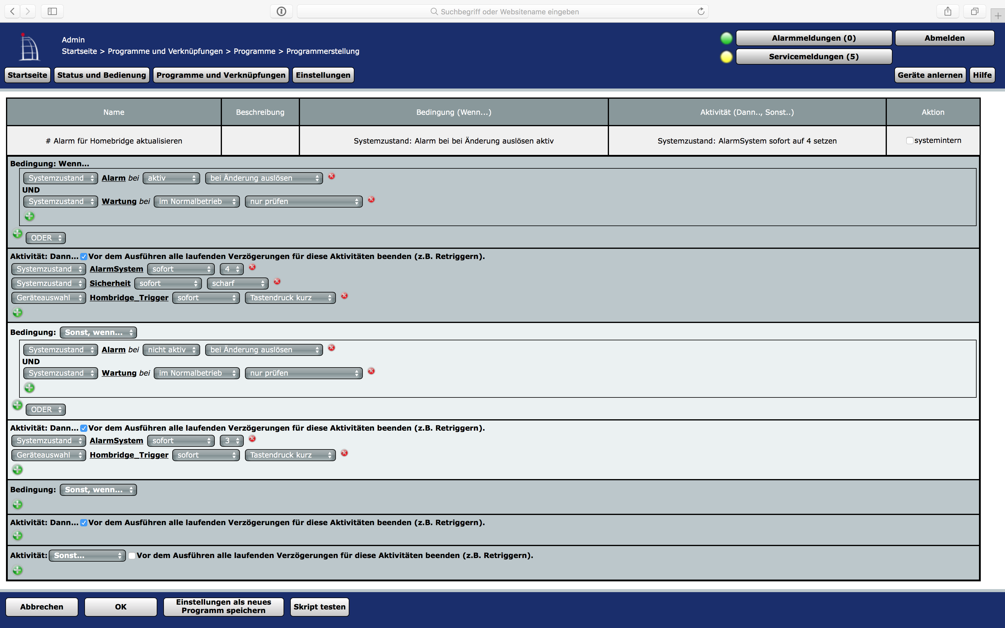Variable basierendes Security System keine Aktualisierung aus CCU