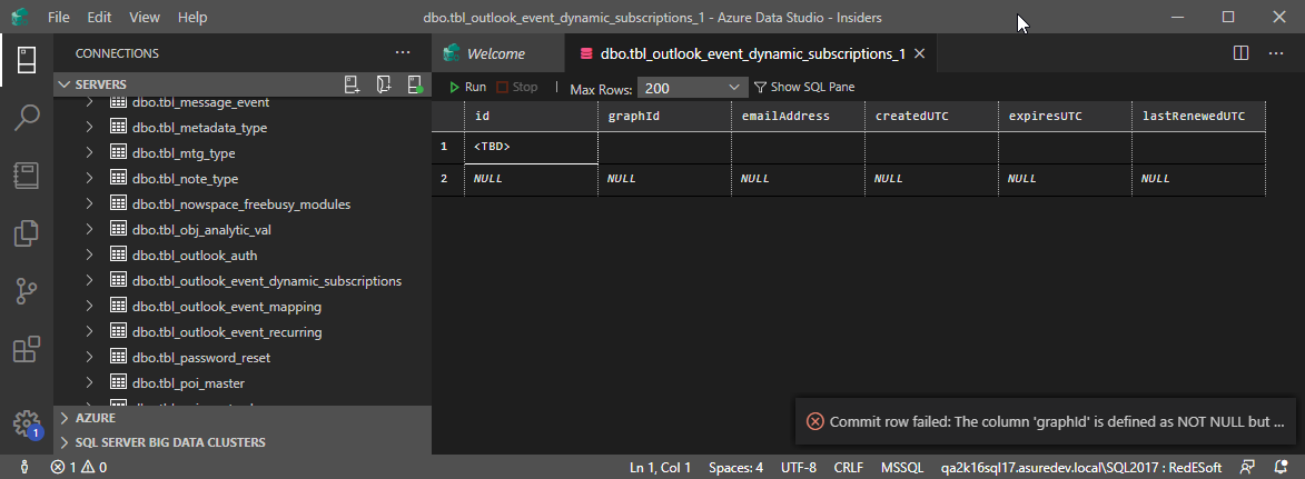 Edit Data on empty table shows error message · Issue #9918 · microsoft ...