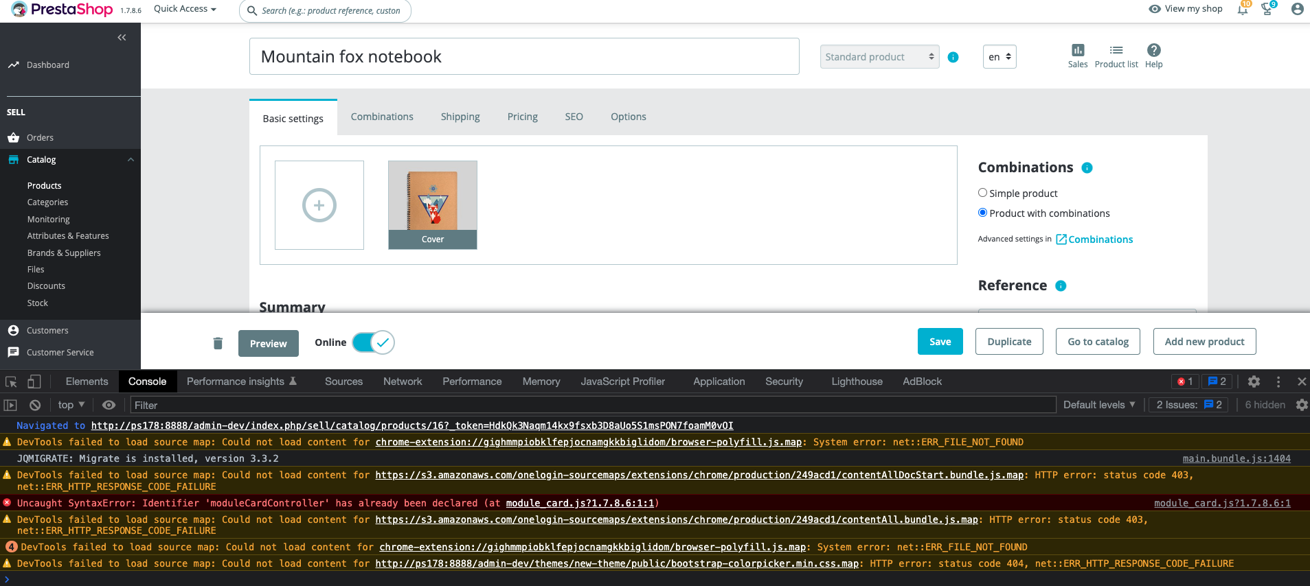 JS error in back office product page · Issue #28047 · PrestaShop ...