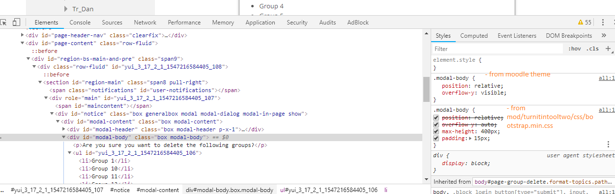 .modal-body interferes with the main moodle css · Issue #506 · turnitin ...