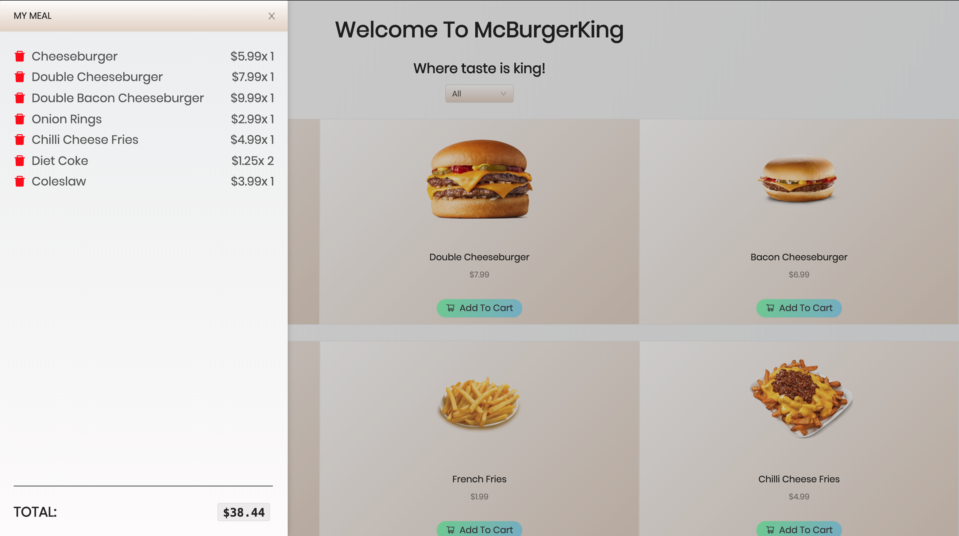 GitHub - isaac1104/McBurgerKing: Fast food simulating web app
