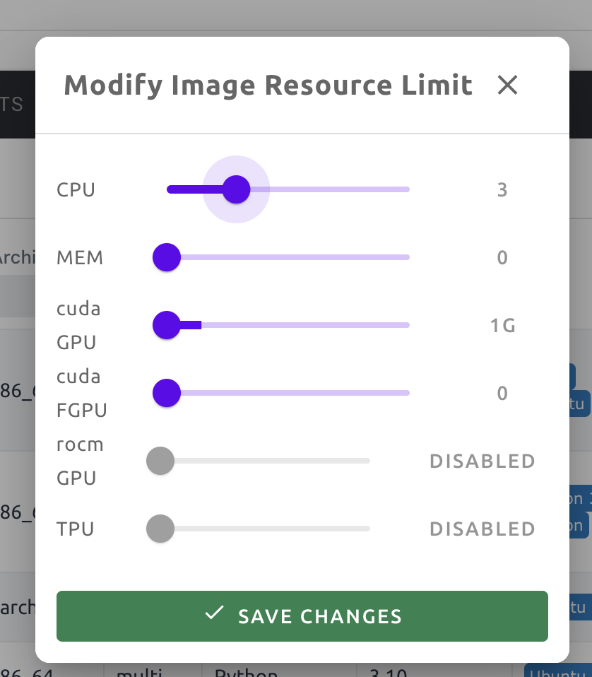 Image resource limit update and apps management don't work · Issue ...