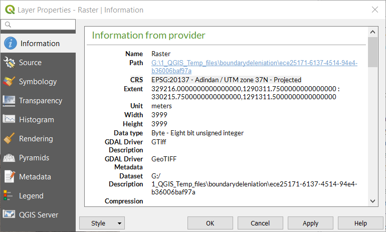 Check EPSG code in QGIS