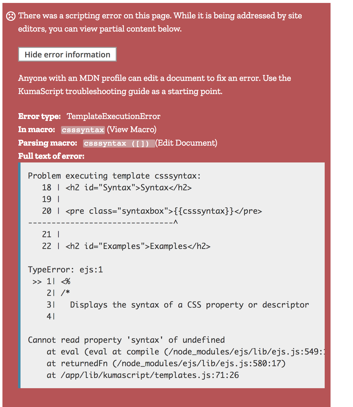 {{csssyntax}} doesn't alert when data missing from json file. · Issue ...