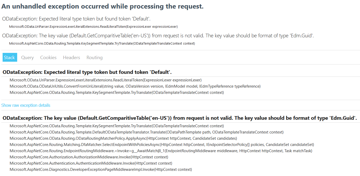 OData action throwing unexpected key value error · Issue #790 · OData ...
