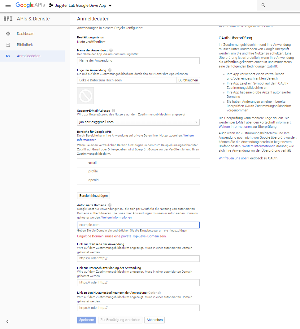 Google Oauth Setup procedure does not work anymore (at least for Europe ...
