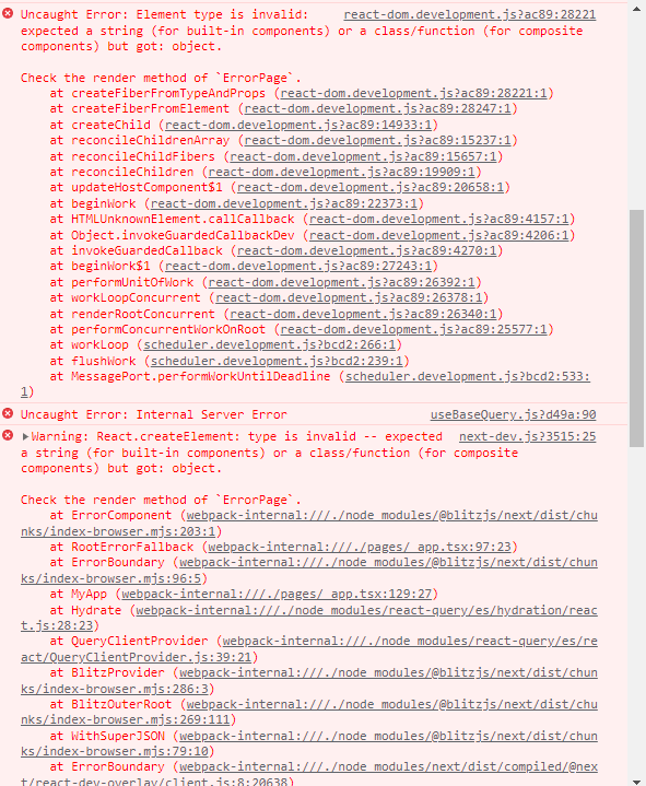Getting this error on a new blitz toolkit app => Element type is ...