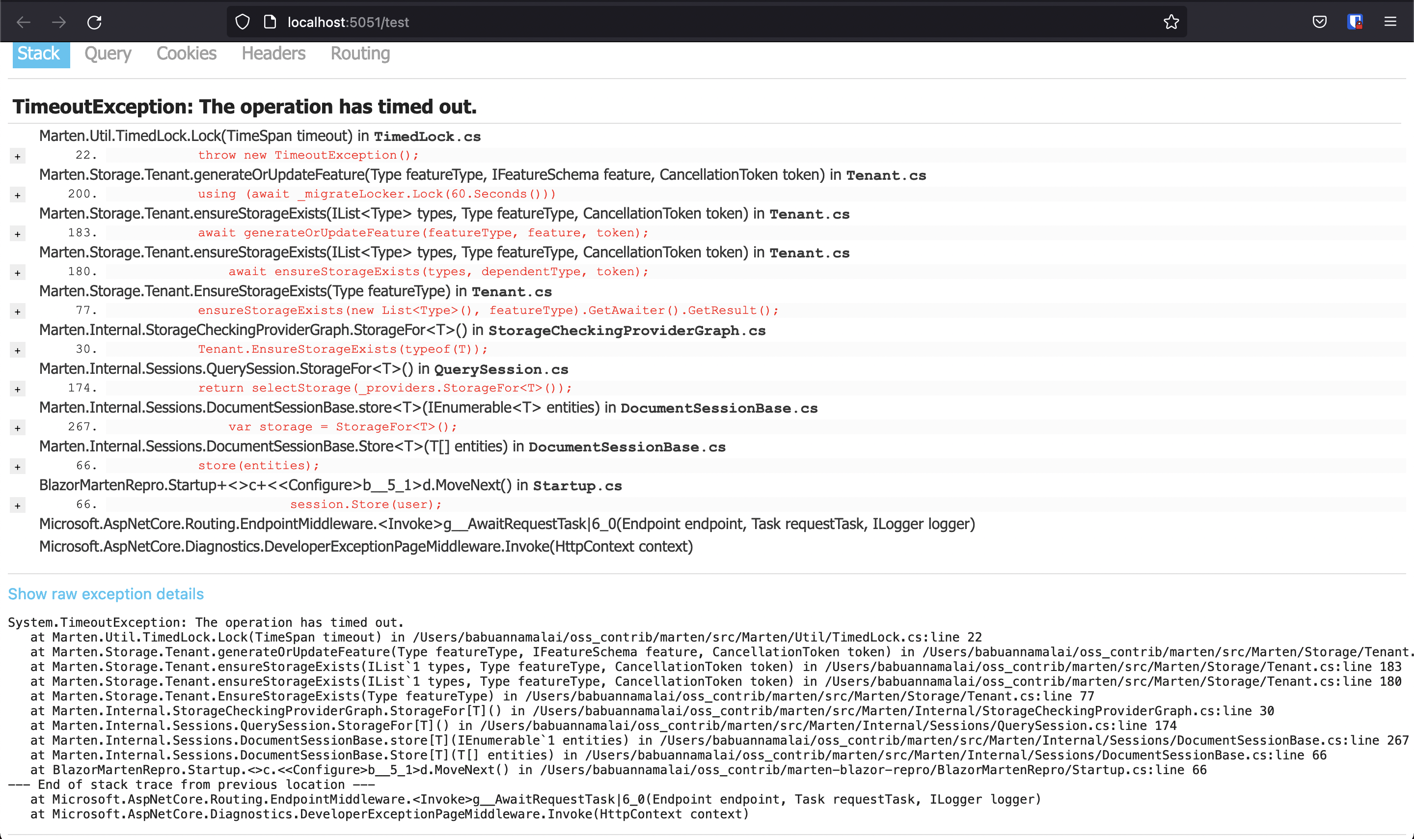 Infinite GetResult() of ensureStorageExists in Blazor Server App ...