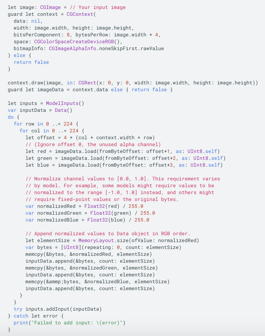Inference on input data when using custom tensorFlow Lite model on iOS ...