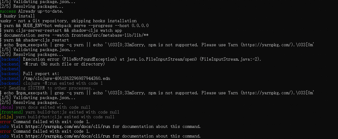 Tag 1.41.5 yarn dev error · Issue #19567 · metabase/metabase · GitHub
