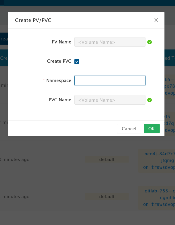 Create PV/PVC in Namespace of restored volume for batch operation