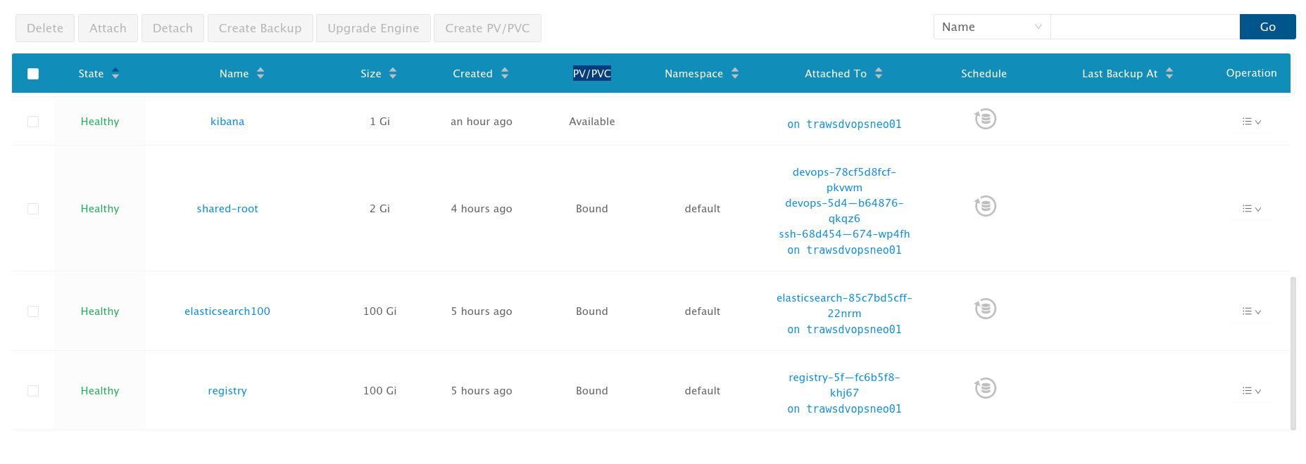 Can't sort by PV/PVC · Issue 940 · longhorn/longhorn · GitHub