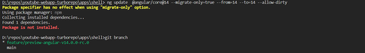 ng update on workspace error: Package is not installed. · Issue #23652 ...