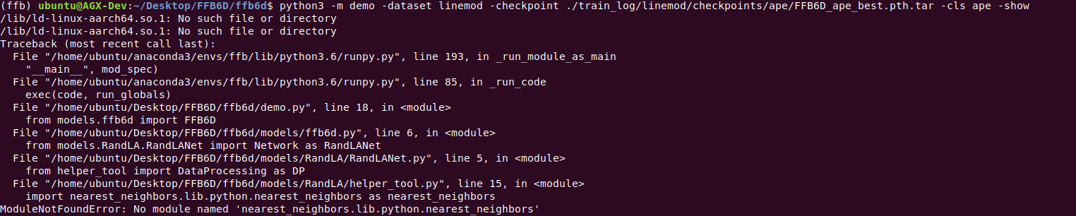 Error while trying to test pre-trained model · Issue #31 · ethnhe/FFB6D ...