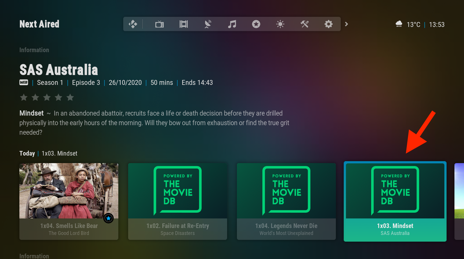 Next Aired Home Screen