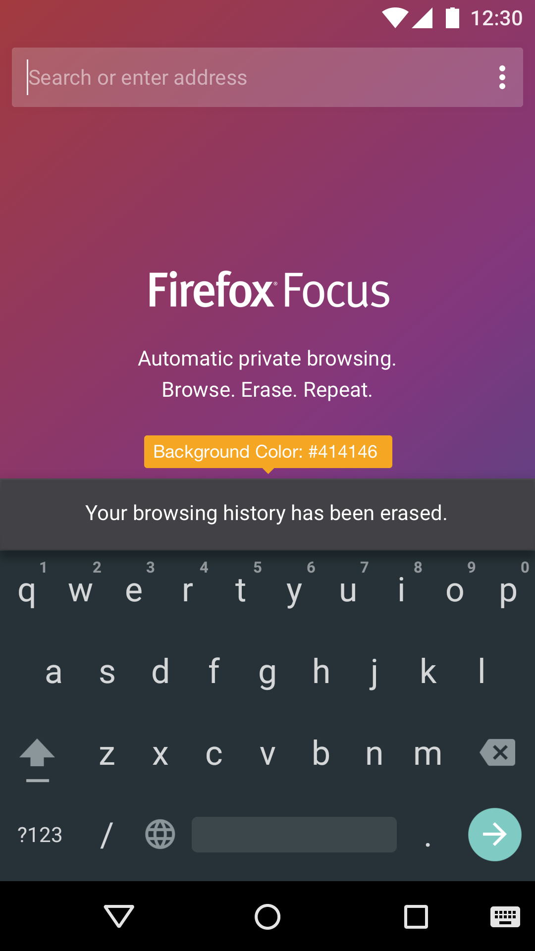 homescreen - keyboard - toast