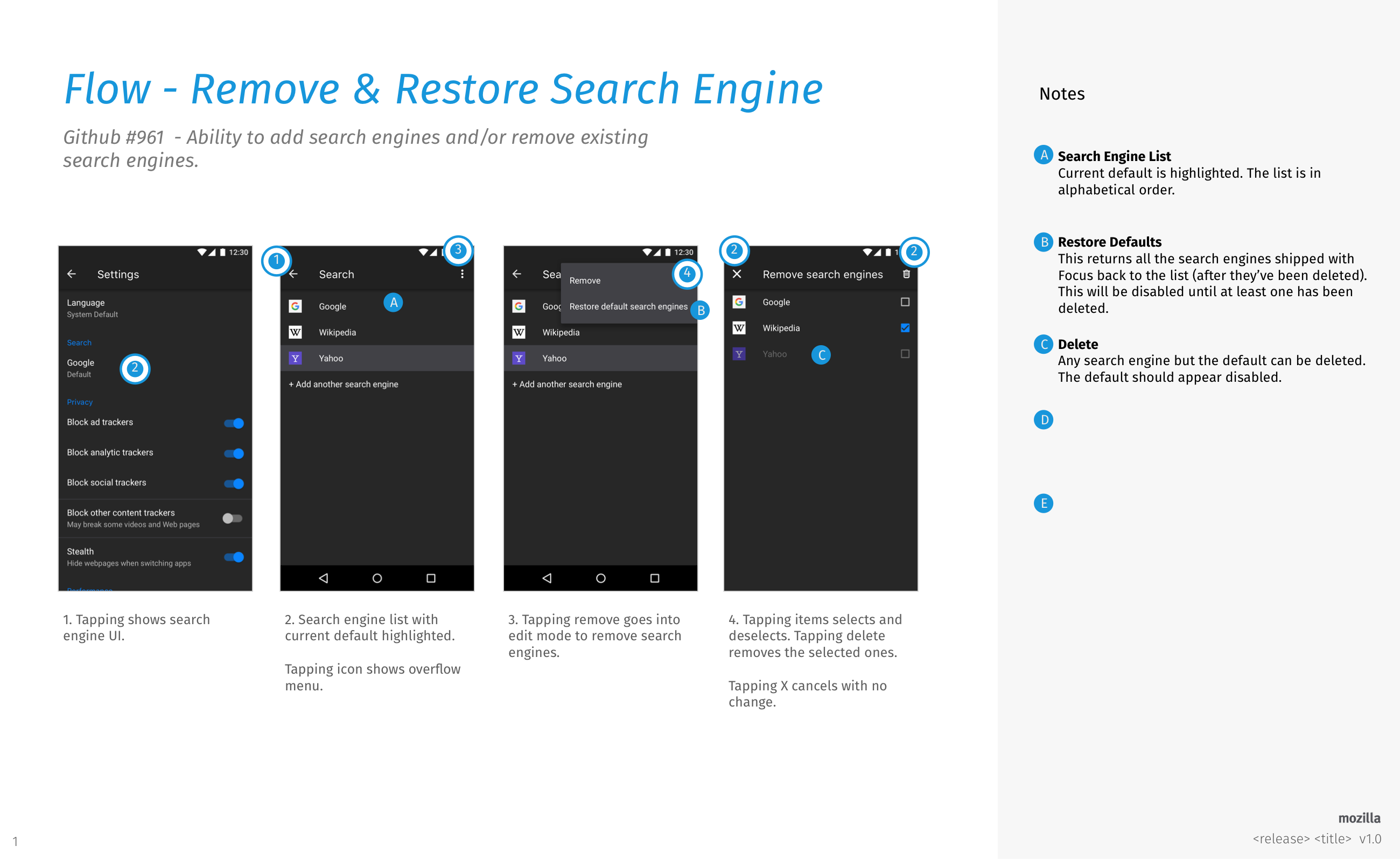 flow - remove restore search engine