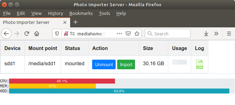 Web interface example 