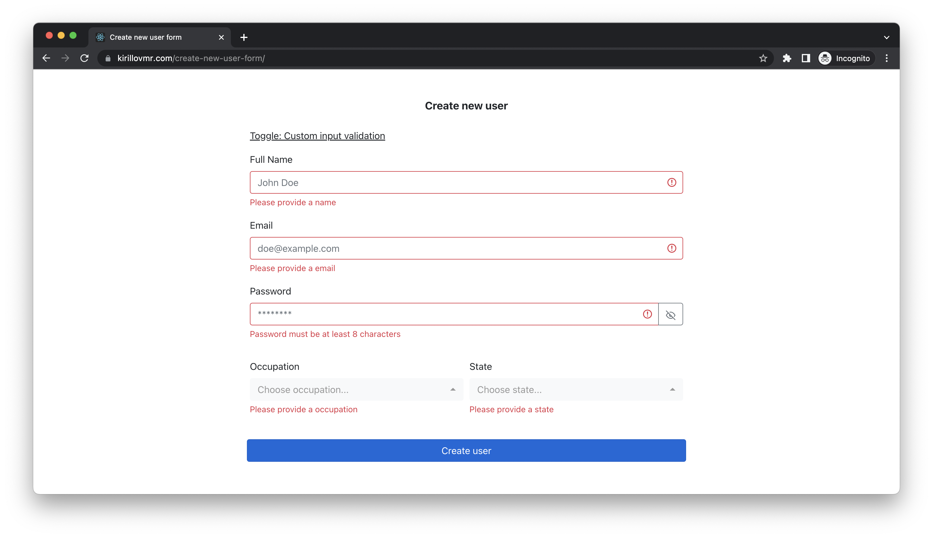 GitHub - kirillovmr/create-new-user-form: Class-based React component ...