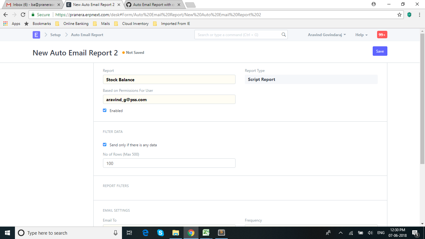 Auto Email Report with conditions for Script Reports like Stock Balance ...