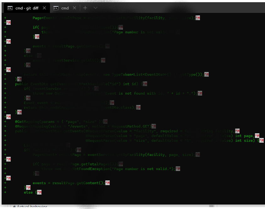 Can quit git diff after the first page · Issue 3828 · microsoft