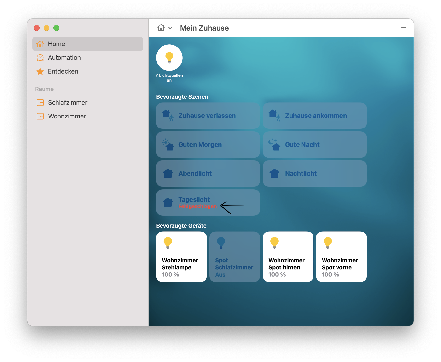 Error displayed in Apple Home app but device is working correctly