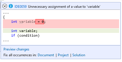 unnecessary assignment of a value to