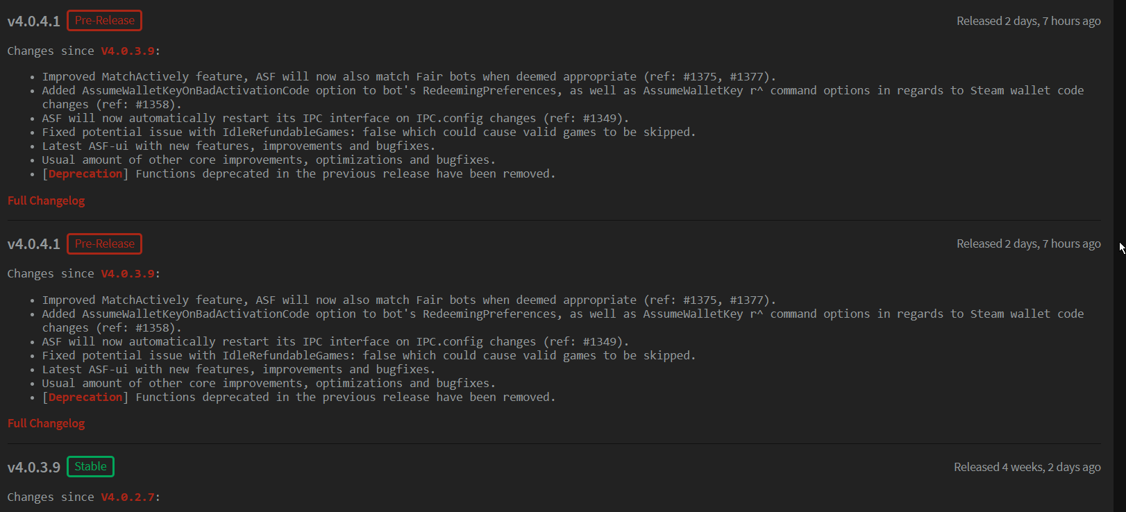 UI shows release notes twice · Issue #722 · JustArchiNET/ASF-ui · GitHub