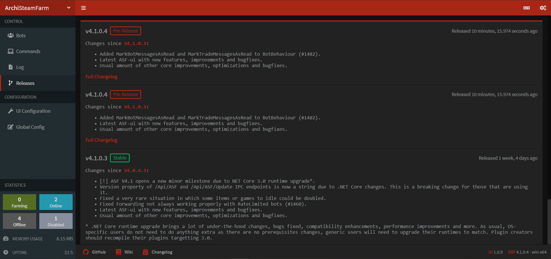 UI shows release notes twice · Issue #722 · JustArchiNET/ASF-ui · GitHub