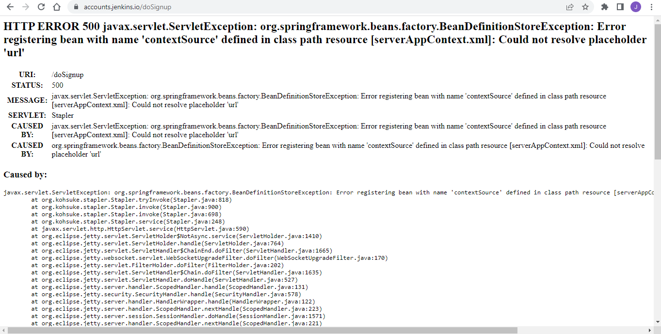 Server 500 error when trying to sign up for Jenkins JIRA · Issue #3287 ...