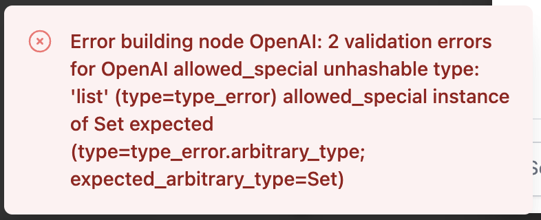 Error building node OpenAl: 2 validation errors · Issue #268 · logspace ...