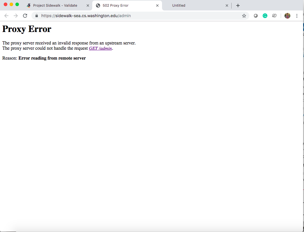 Proxy Error · Issue #1809 · ProjectSidewalk/SidewalkWebpage · GitHub