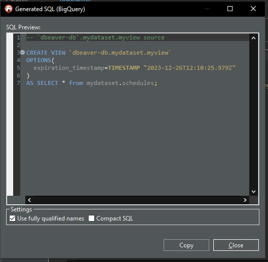 Option to view the SQL code of a (scheduled) Google BigQuery SQL query ...