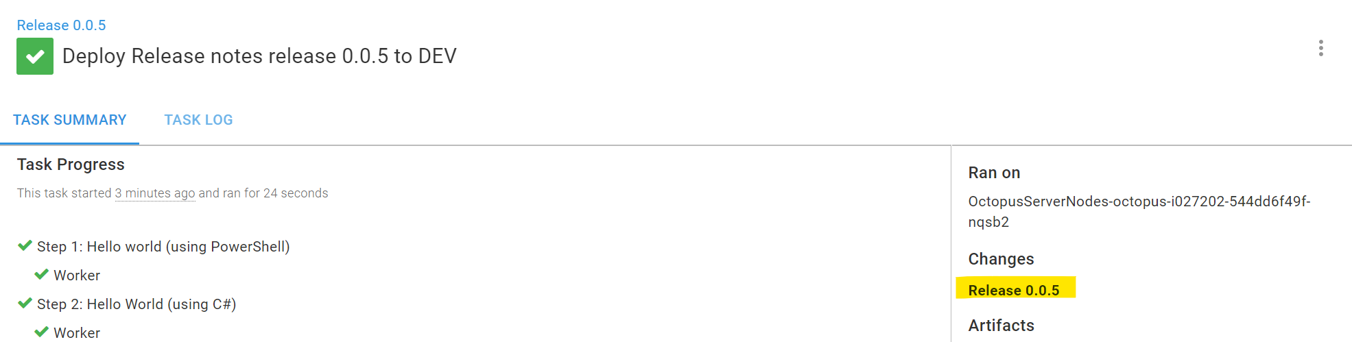 Release information not appearing for deployment if deploying an older ...